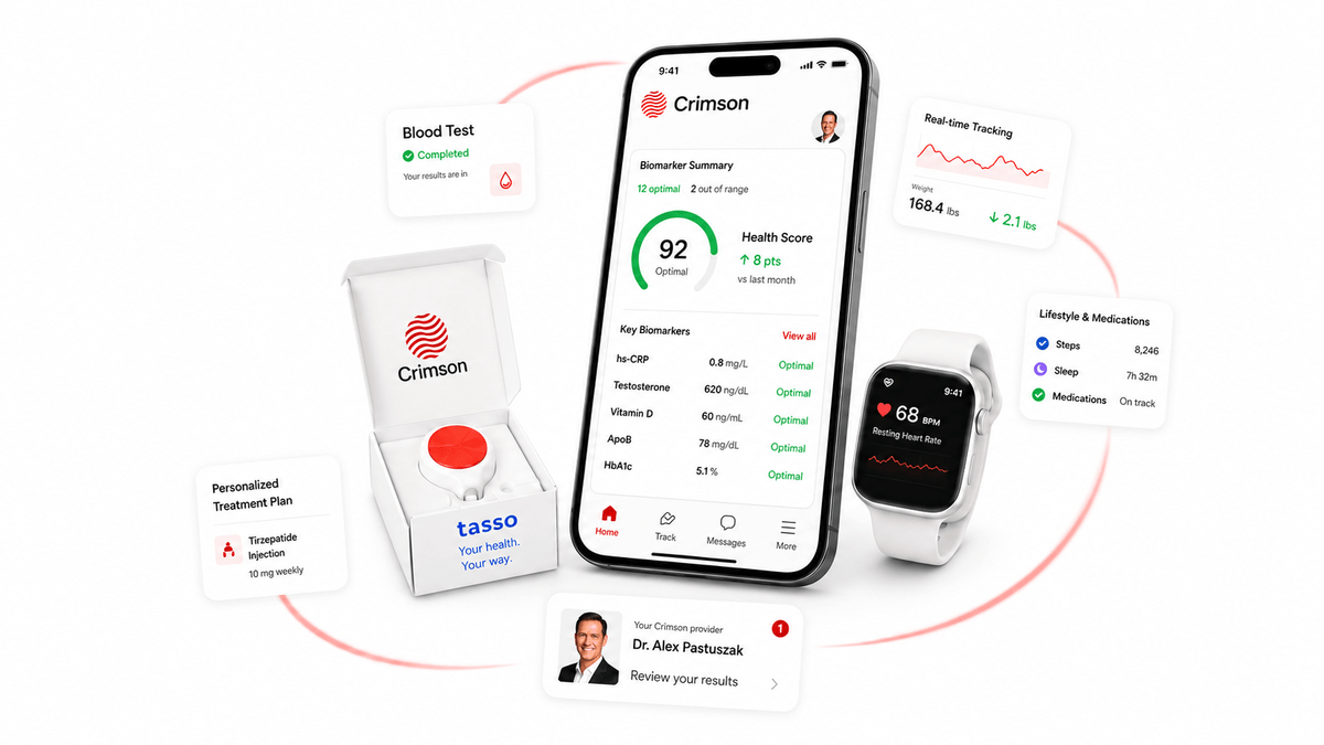 Crimson platform — app, wearables, and lab results